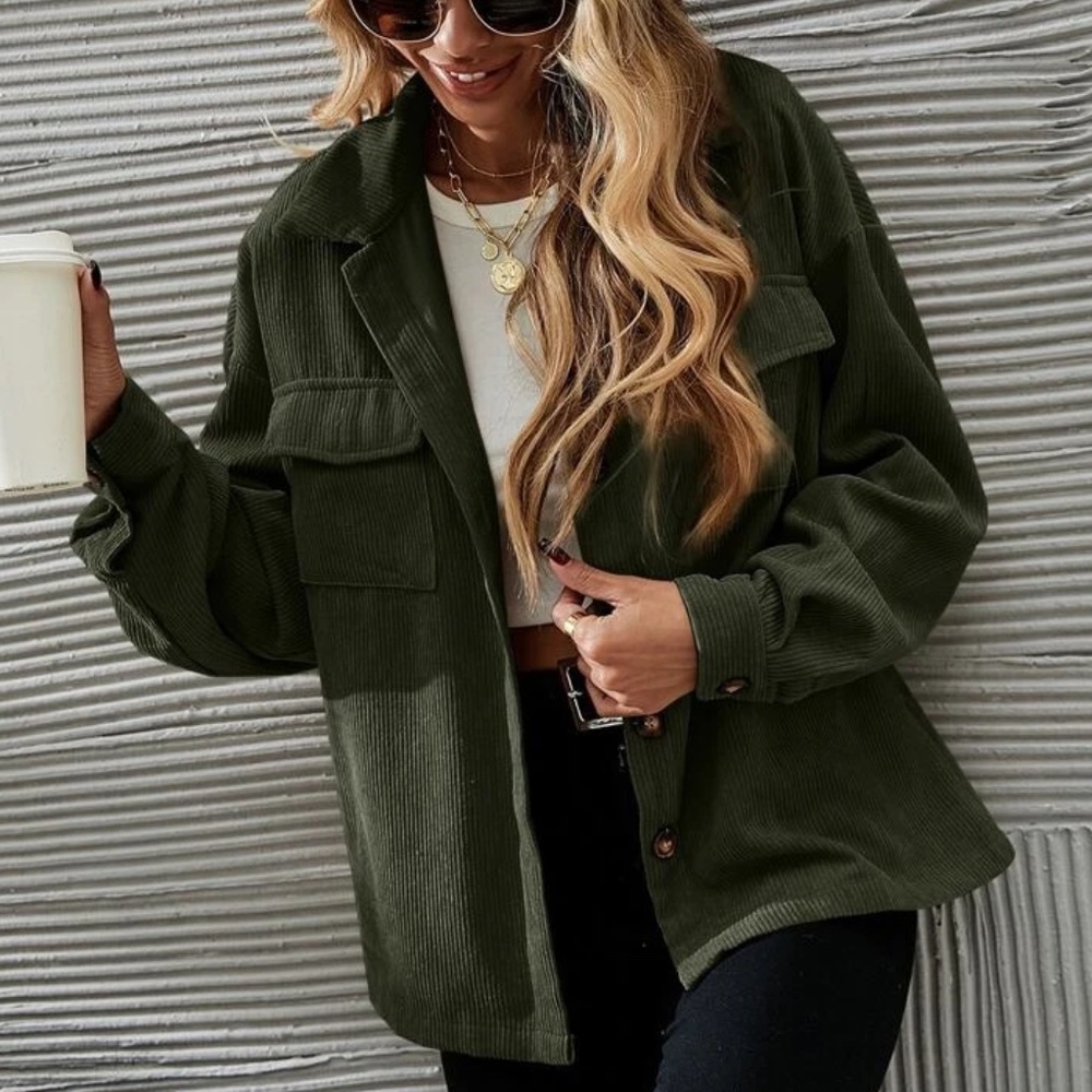 Cozy Button up Corduroy Oversized Jacket Shacket - Picture 2 of 13
